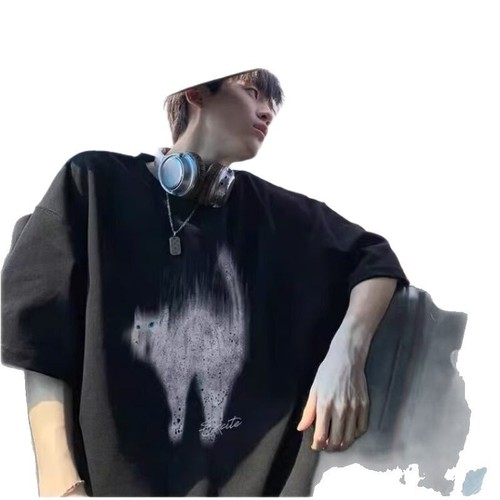 Chic American Cat Print Short Sleeve T-Shirt for Men and Women, Summer Loose Trendy Couple Matchy-Pair Half Sleeve T-Shirt Top