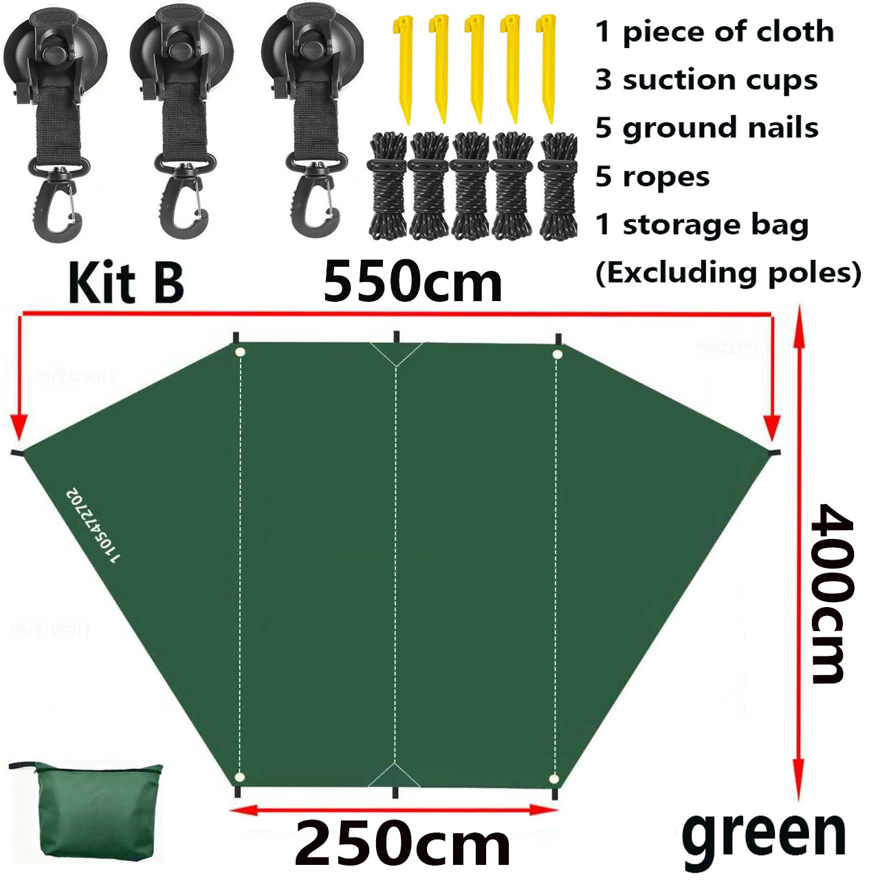 Bat-shaped car side tent, silver-coated canopy, outdoor camping rain shelter, sunshade for SUV