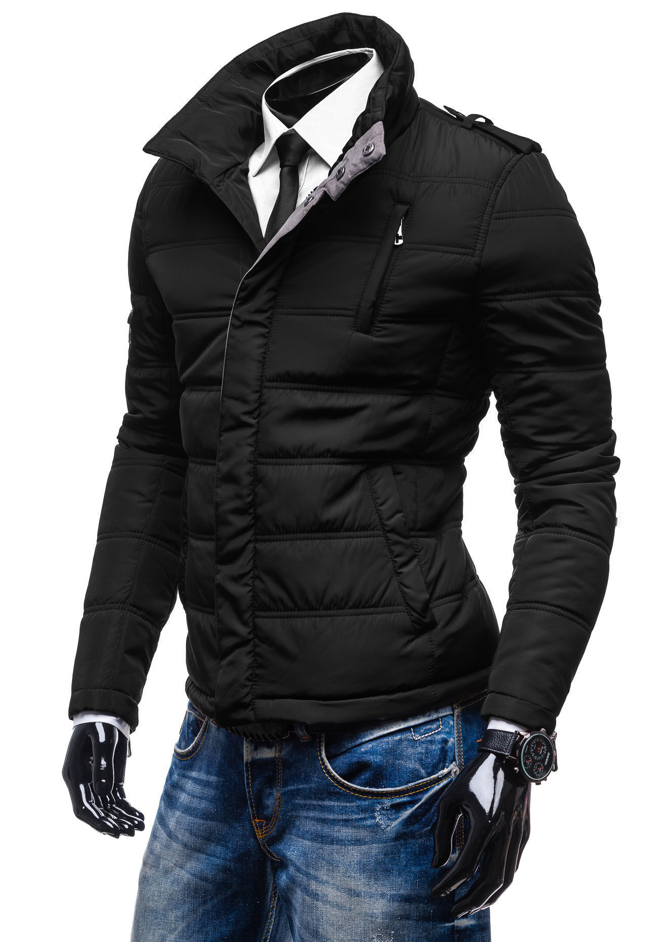 2021 Winter New Men's Robe Slim fit Stand up Collar Thick Warm Cotton Jacket_voghion.com