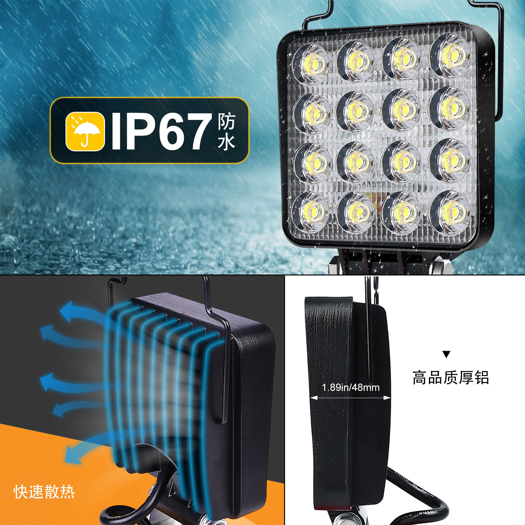 Cargador de batería de litio USB tipo C de 18 W de carga rápida, adecuado para iluminación de ingeniería exterior LED DeWalt