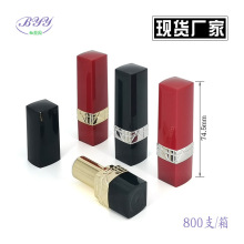 现货厂家口红空管小迪红色金银圈口红管塑料方形雕刻唇膏壳批发