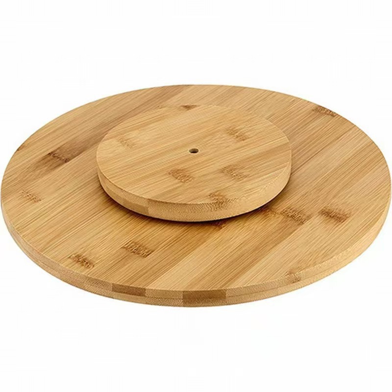 Bamboo and Wood Rotating Tray Round Dining Table Kitchen Tabletop Condiment Tray Wooden Cake Tray Rotating Base Stand