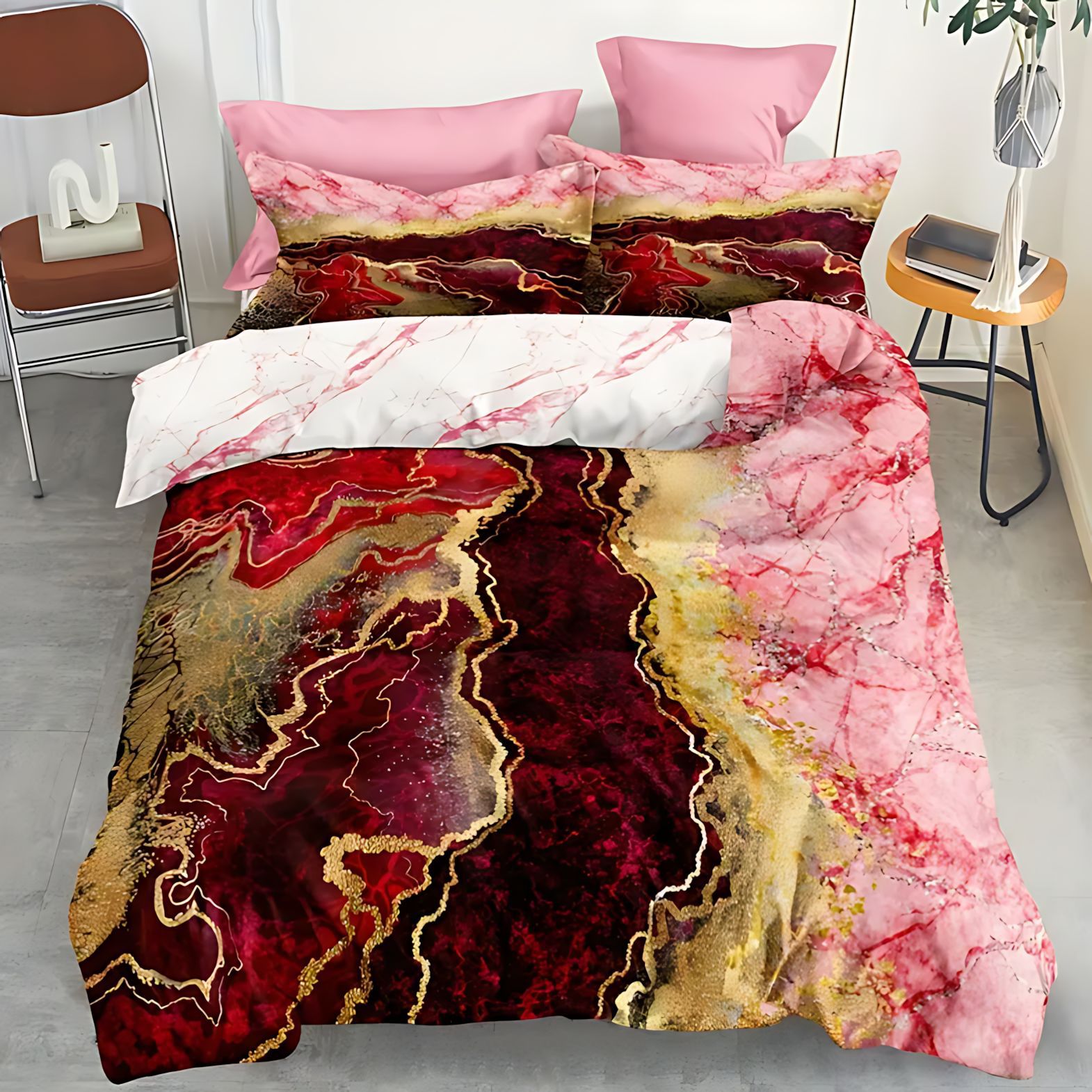 TUME / JIT lujoso diseño de mármol brillante impresión digital 3D colcha de cama transpirable fuente de fabricación