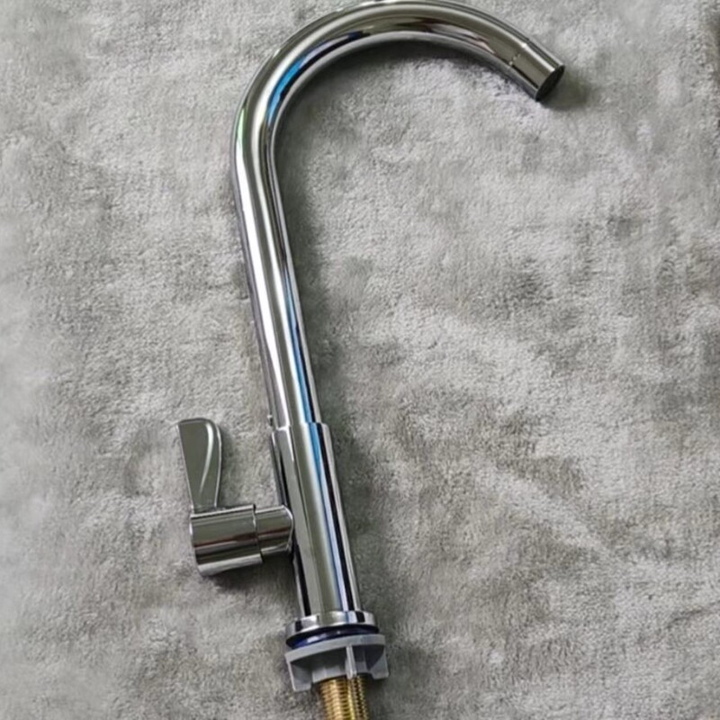 Single Cold Water 304 Stainless Steel Electroplated Kitchen Sink Faucet with Copper Core and Gooseneck Large Bend Spout for Kitchen and Balcony Sinks Single Cold Water 304 Stainless Steel Electroplated Kitchen Sink Faucet with Copper Core and Gooseneck Large Bend Spout for Kitchen and Balcony Sinks