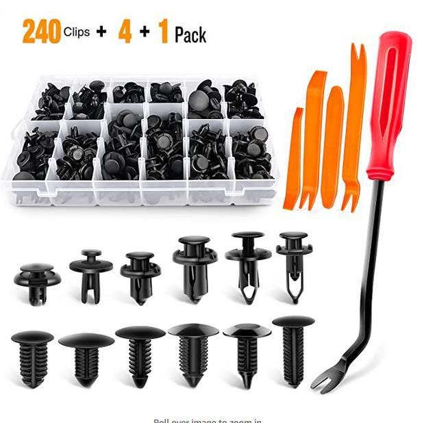 240PCS盒装卡扣 HE44适用本田丰田汽车卡扣 12种混合零件盒装卡扣