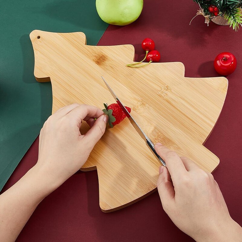 Bamboo Wooden Chopping Board Christmas Platter Bamboo Christmas Tree Cutting Board Cheese Board Appetizer Serving Tray
