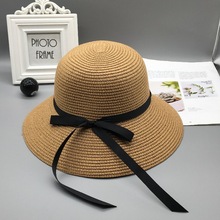 可折叠草帽子女夏天韩版小清新沙滩遮阳帽太阳渔夫帽
