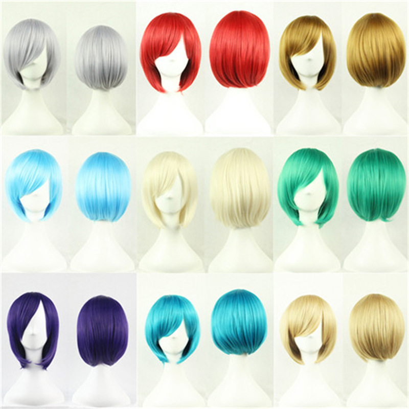 European and American fashion women's short straight hair wig Bobo head set bangs animation wig universal chemical fiber high temperature silk foreign trade