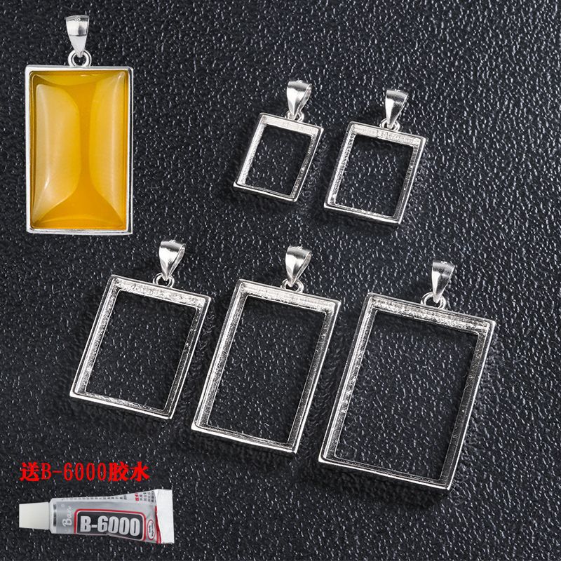 925 silver gold-plated square female pendant empty holder 12*20 11*16 20*25 22*30 25*33 22*27