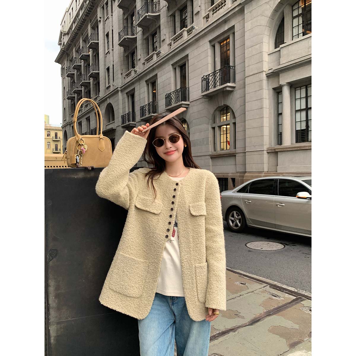 Dream Dt Etolie Design Double-Sided Wool Outwear Women's Winter Thick Warm Loose Woolen Outwear