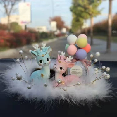 Safe journey deer car: Car ornaments - color-little-fairy-deer-macaroon-balloon-bottle-small-square-pearl-pad-send-unmarked-glue-10