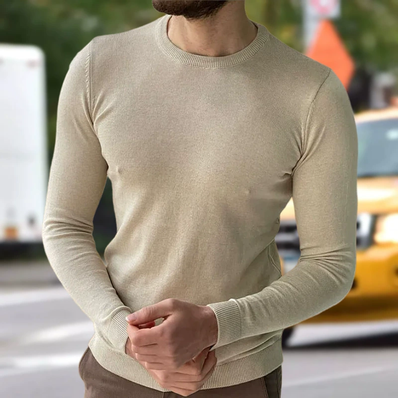 Amazon Foreign Trade мужской весенний тонкий нижний свитер с круглым вырезом и длинным рукавом Тонкий свитер SY0146