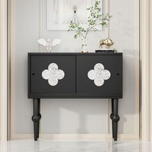 玄关柜超窄法式复古黑走廊尽头柜过道中古风四叶草装饰柜客厅