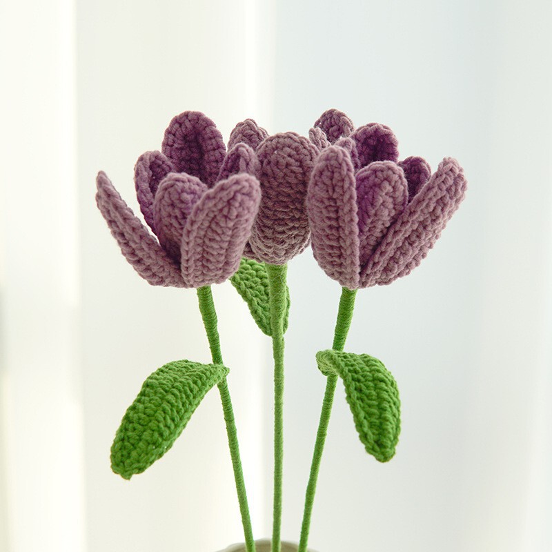 クロスボーダーの手編みの完成品の小さい花束は花の毛糸のメリヤスの花束を模倣します。|undefined
