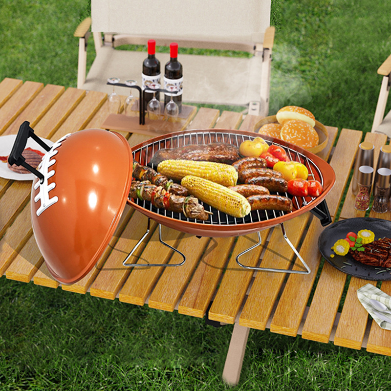 Venta al por mayor de regalos transfronterizos horno de aceitunas en forma de rugby parrillas portátiles parrillas al aire libre parrillas ovaladas
