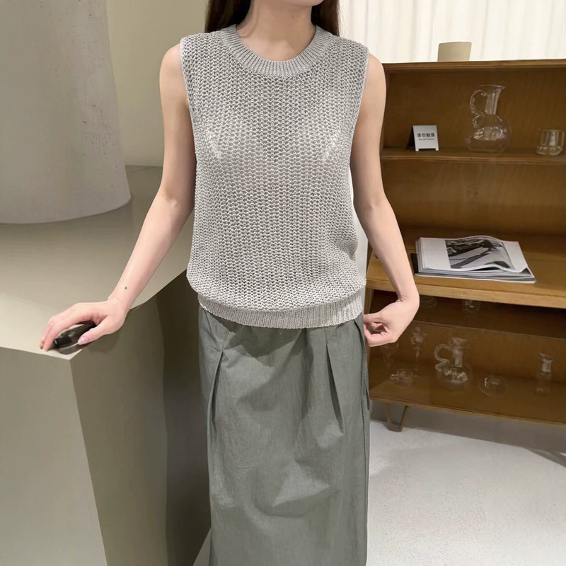 Love and Nancy Thirteen Lines 2026 Summer Lyocell and Paper Knitted Vest 04597 Paper Yarn Vest Love and Nancy Thirteen Lines 2026 Summer Lyocell and Paper Knitted Vest 04597 Paper Yarn Vest