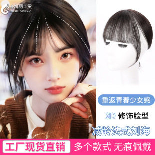 Factory Direct Sale In-Stock 3D Air Bangs Wig for Women, Fully Realistic Hair, Hand-Woven with Needles, Top Hairpiece, Three-Dimensional