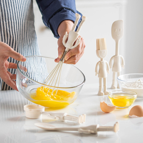 Kitchen Mini Silicone Kitchenware 5-Piece Set Whisk Scraper Eggbeater Measuring Spoon Baby Food Baking Tools