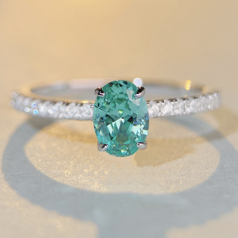 Tancise S925 Sterling 5 * 7 Acquamarina Anello da donna Ins-style Anello con diamanti ad alto tenore di carbonio Stile semplice_voghion.com