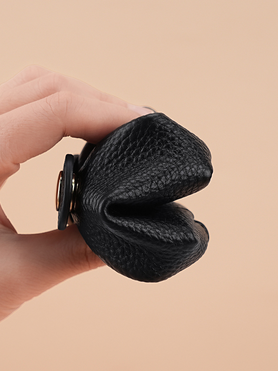 おしゃれ日韩系小銭入れソフト牛革ミニイヤホンキー女性コイン口赤収纳バッグ豆カバン