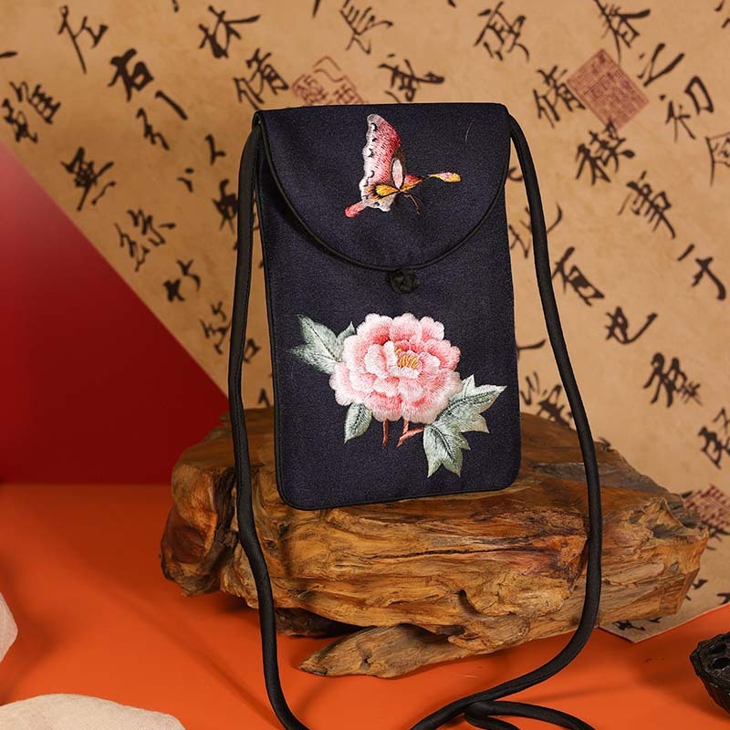 [卸売注文] 中国風刺繍携帯電話バッグ新しい中国風蘇刺繍携帯電話バッグ刺繍キャンバスバッグクロスボディバッグ|undefined