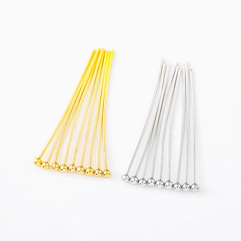 Color-Preserving 14K Real Gold Round Head Ball Needle Pure Copper Pin Connecting Needle Pendant Needle Beading Material DIY Accessories B25