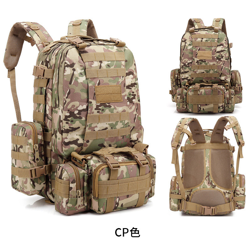 Mochila de montañismo combinada para exteriores de gran capacidad, mochila multifuncional, mochila táctica de viaje de camuflaje militar de tela Oxford para hombres