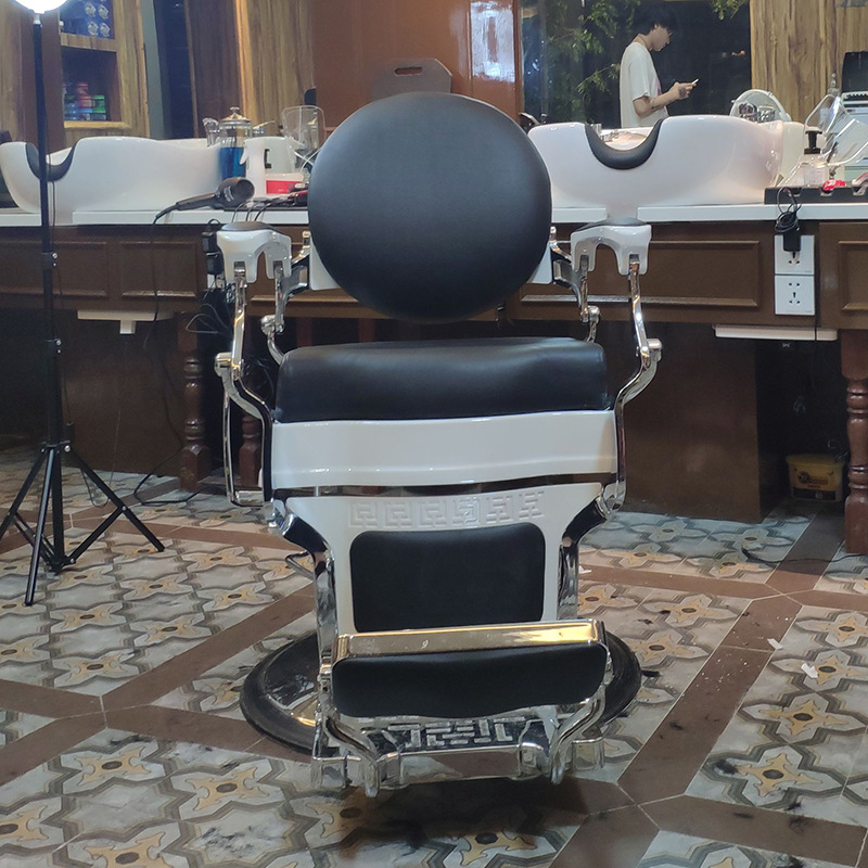 Peluquería de alta gama para hombres Silla de cabeza de aceite peluquería taburete especial peluquería elevación y caída corte de pelo afeitado reclinable