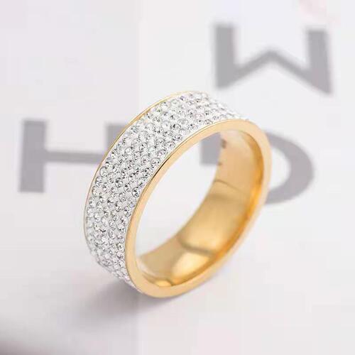 European and American supply 8mm wide 5 row diamond titanium steel ring fashionable cement diamond stainless steel ring wholesale
