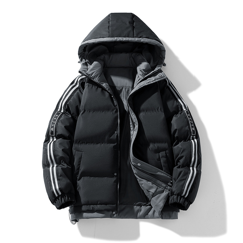 Veste d'hiver en coton pour homme 2025, nouvelle tendance, élégante, grande taille, épaisse et chaude, deux bandes_voghion.com