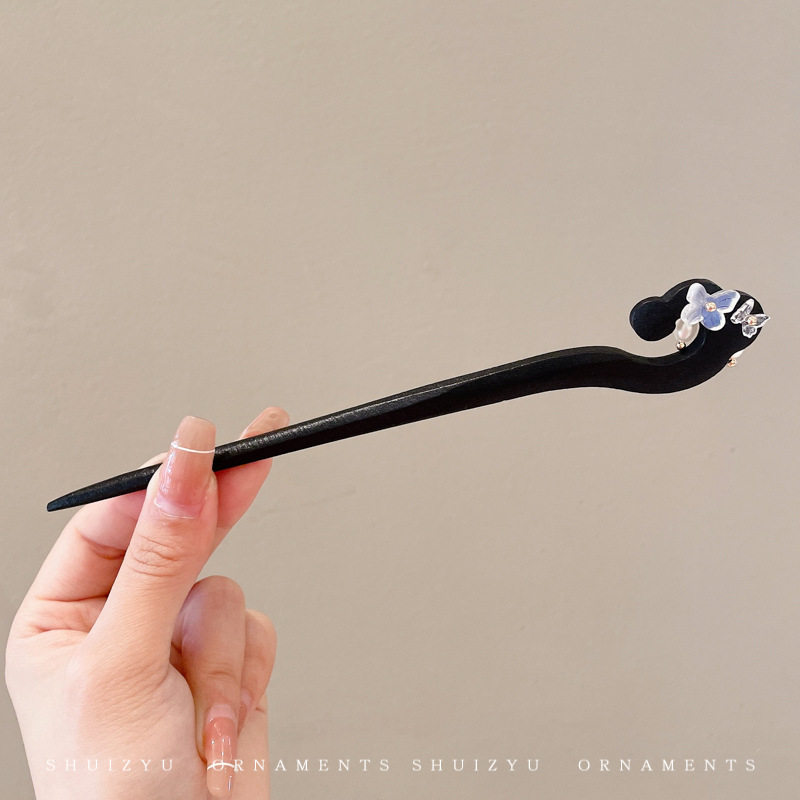 Pinzas de cabello de madera para mujeres nuevos pinzas de estilo chino de alto nivel diarios vestido de caballo de viaje antiguo sándalo bandeja de cabello pinzas de cabello tocado