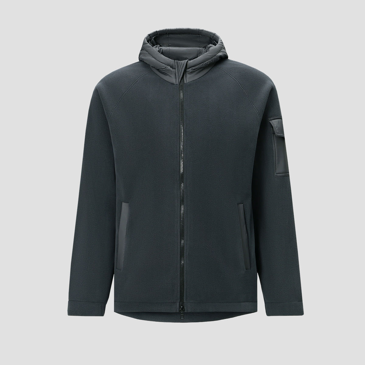 Men's Thickened Fleece Patchwork Hoodie Warm Stylish Winter Coat_voghion.com