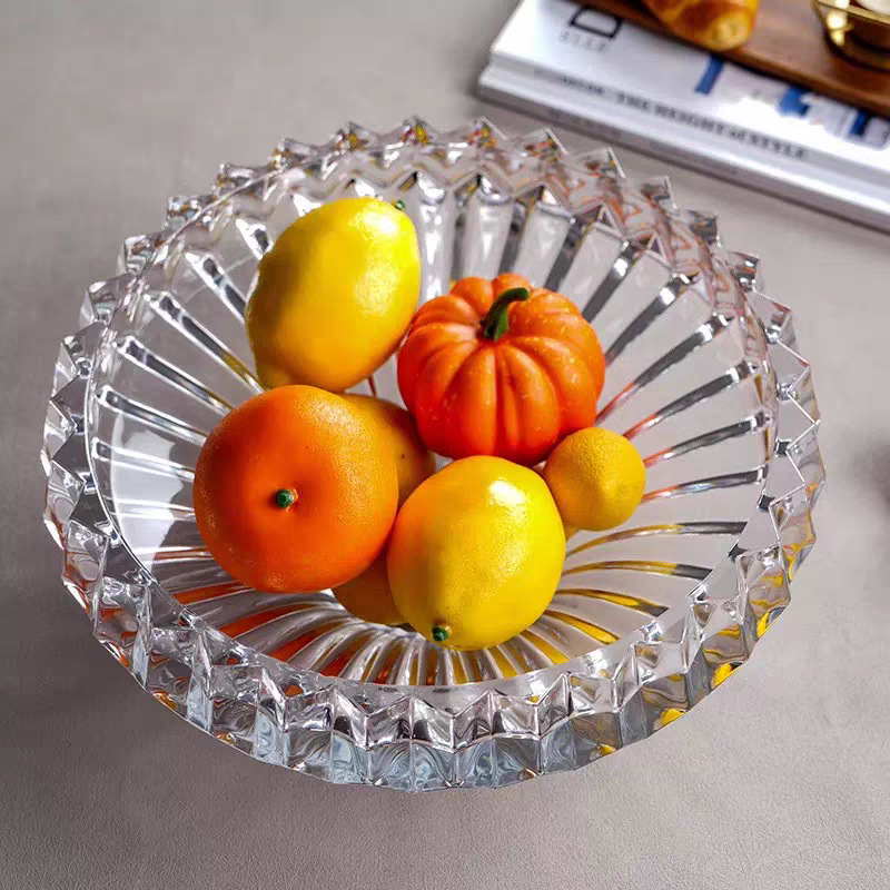 果盘莲花盘水晶透明干果盘 KTV水果盘酒吧商用塑料果盘高颜值盘子