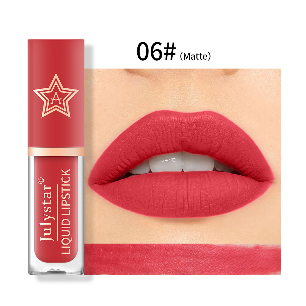 Smalto per labbra a forma di stella opaca tridimensionale naturale per trucco, tazza idratante, a lunga durata, sbiadita e non macchiante_voghion.com