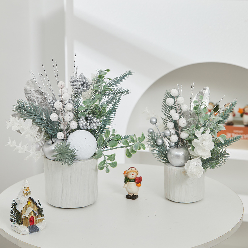 Mini-Weihnachtsbaum in Weiß mit Lichterkette – Elegante Tischdekoration aus Holz für Zuhause, Büro und festliche Anlässe (Verschiedene Größen und Beleuchtungsoptionen)_voghion.com