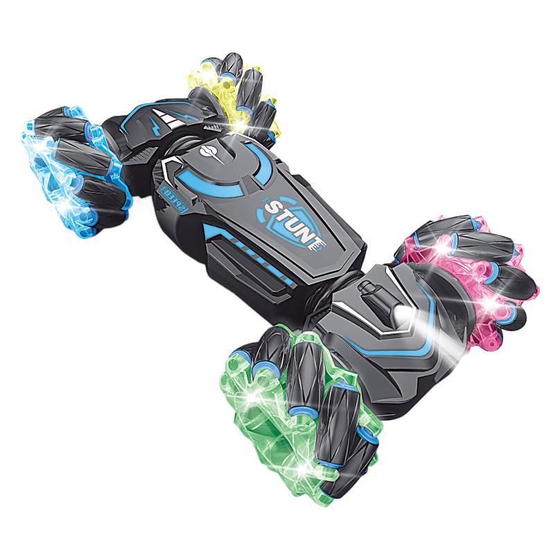 Transfronterizos acrobacias de control remoto de doble cara rueda de luz nocturna luces de deriva lateral fresca música recargable coche de juguete de cuatro tracciones