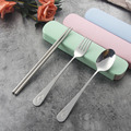 不锈钢餐具三件套便携学生笑脸叉子勺子筷子超市定制促销礼品套装