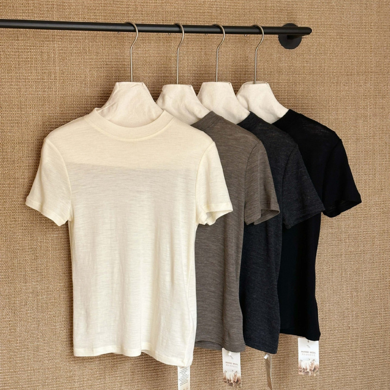 Hanke Classic Versatile Premium Round Neck Short Sleeve Slim Fit Elastic Wool T-Shirt Hanke Classic Versatile Premium Round Neck Short Sleeve Slim Fit Elastic Wool T-Shirt