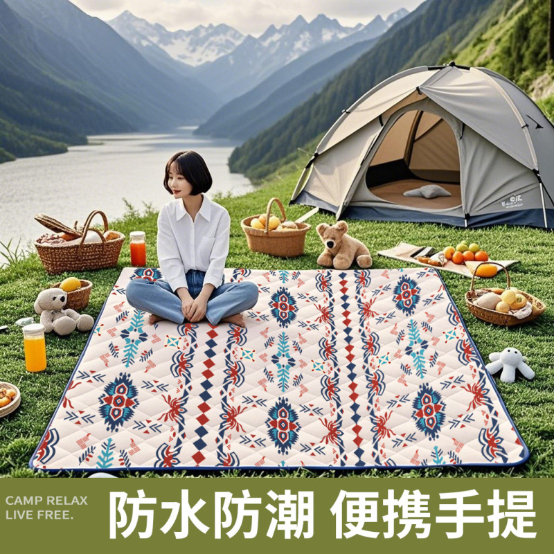 民族風ピクニックマット防湿マットを厚くして、携帯屋外キャンプキャンプ場のビーチ炊飯防水マットテントマットを厚くします。|undefined