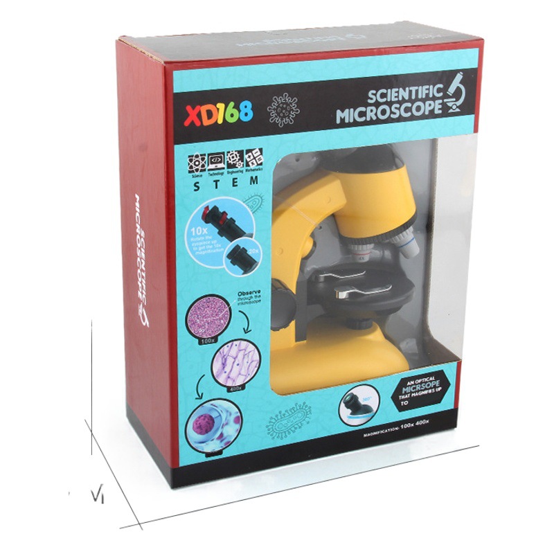 Actualizado microscopio óptico de los niños juguete cabeza giratoria HD 1200 veces Escuela Primaria Bioquímica ciencia y educación traje