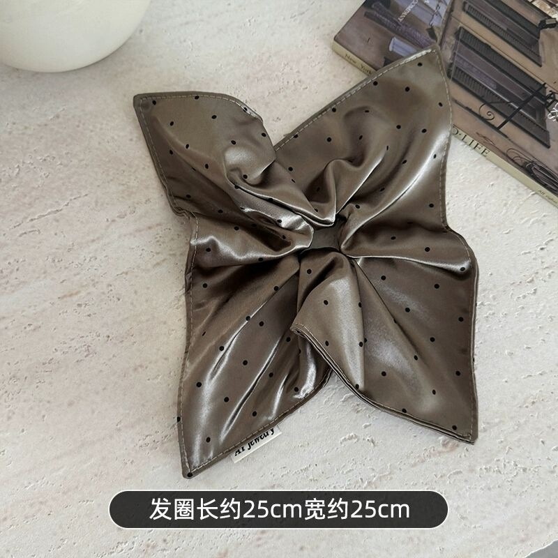 韩系双层褶皱波点大肠发圈时尚高级感发绳简约通勤百搭方巾头花女|undefined