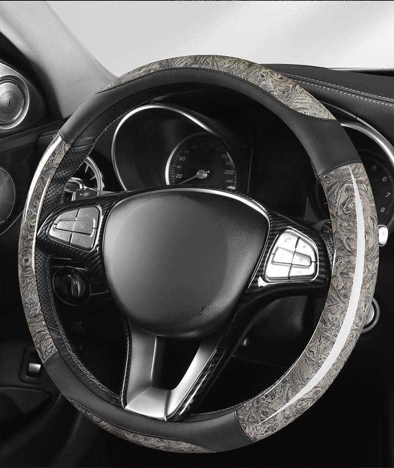 Car peach wood pattern steering wheel cover ultra-thin four-season universal summer non-slip half set of card-type decorative handle cover for men