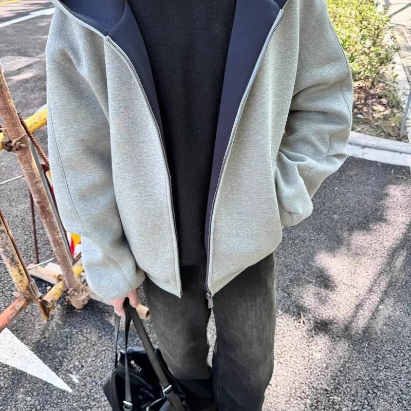 春秋季新款连帽宽松重磅厚重简约百搭宽松连帽外套修身百搭宽松|undefined