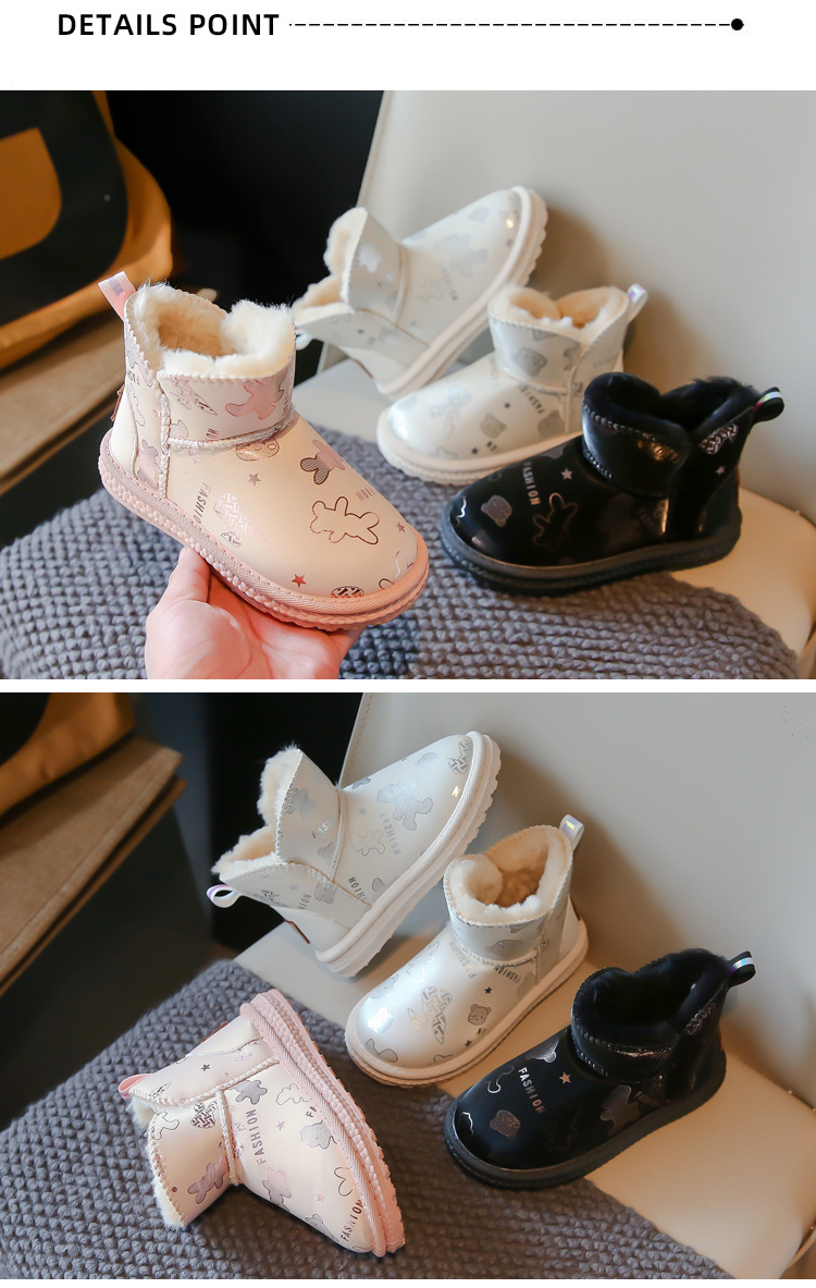 Simpatiche scarpe di cotone da ragazza 2023 nuovi stivali invernali di cotone morbidi e spessi isolanti, antiscivolo, stivali da neve per ragazzi,_voghion.com