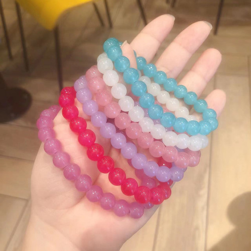 Factory direct sale imitation jade beads bracelet wholesale string bracelets simple two-yuan store girl fresh and simple agate accessories