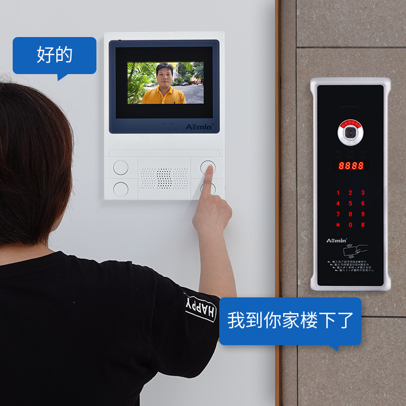 楼宇对讲门禁系统小区单元智能可视门铃触摸室外机门禁网线高清-阿里巴巴