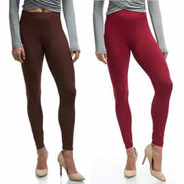 组合6色跨境牛奶丝磨毛九分弹力小脚裤糖果色大码修身女瑜伽裤女