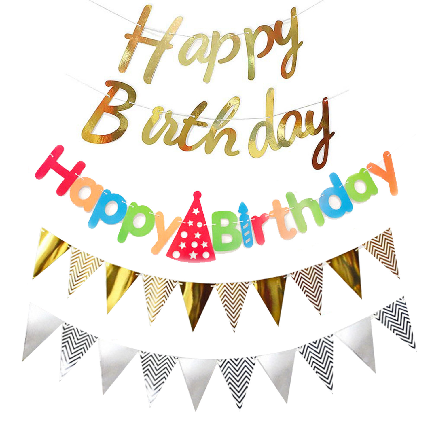 Happy birthday conjoined flag pull flower pennant baby birthday party decoration layout banner wholesale customization