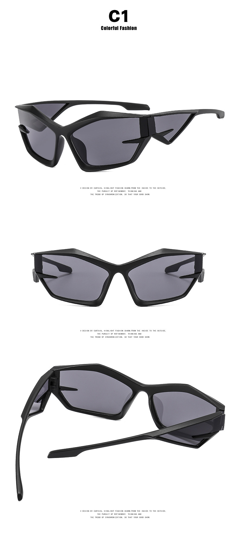Punk Geometric Ac UV400 Protection Special-Shaped Mirror Full Frame Men's P90 sunglasses display picture 1