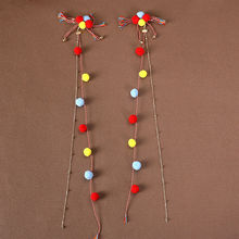 儿童毛球头饰女孩古风红色过年流苏新年发夹可编发汉服发卡国风